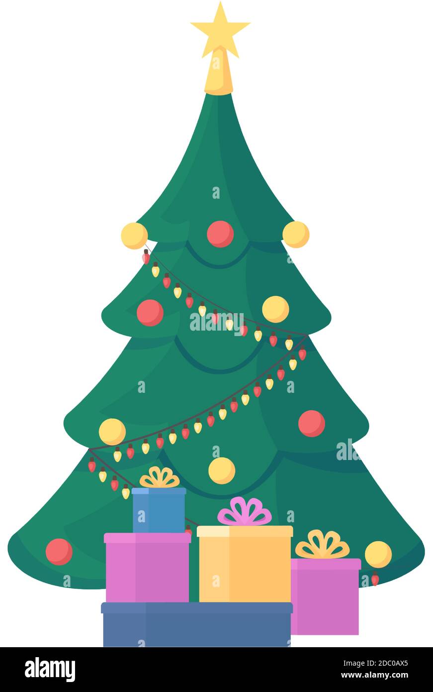 Christmas tree flat color vector object Stock Vector