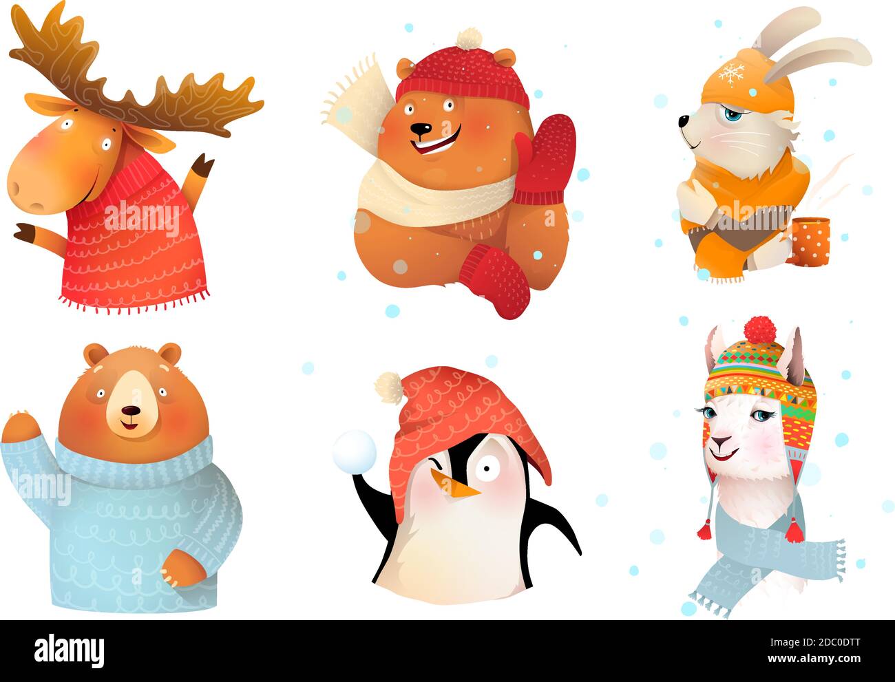 Animals Winter Holidays Wearing warm Wool Hats Stock Vector Image & Art