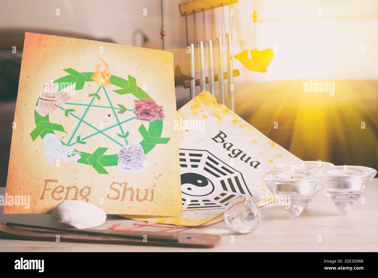 Conceptual image of Feng Shui with five elements Stock Photo