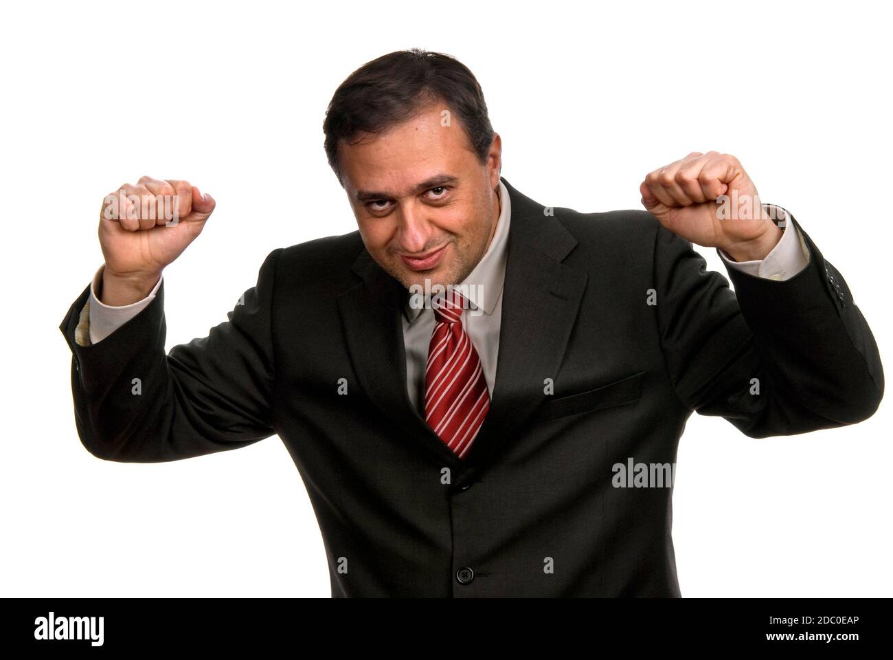successful business man with arms isolated on white Stock Photo - Alamy