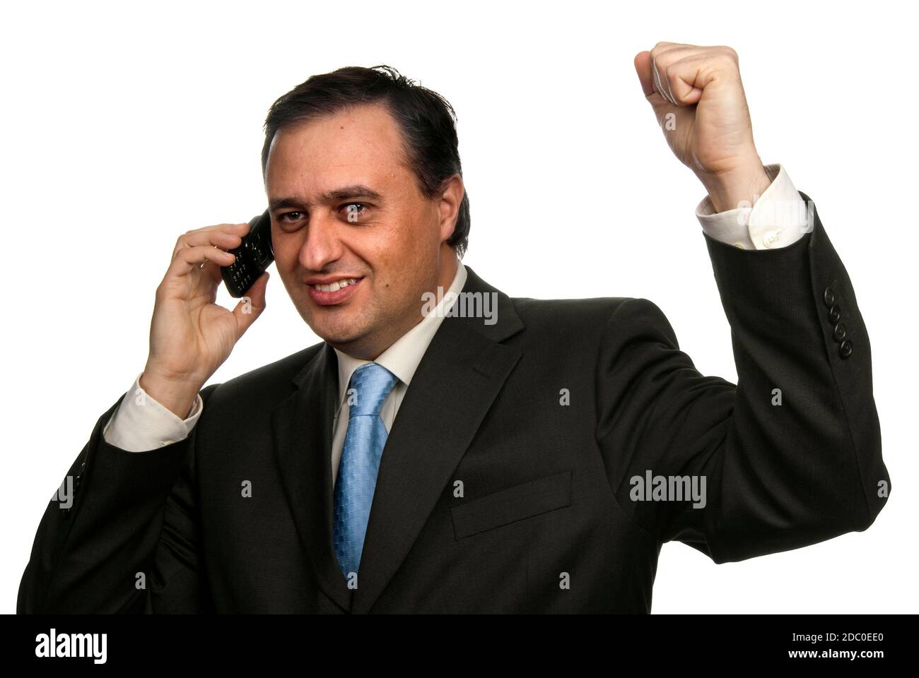 successful business man with arms isolated on white Stock Photo - Alamy
