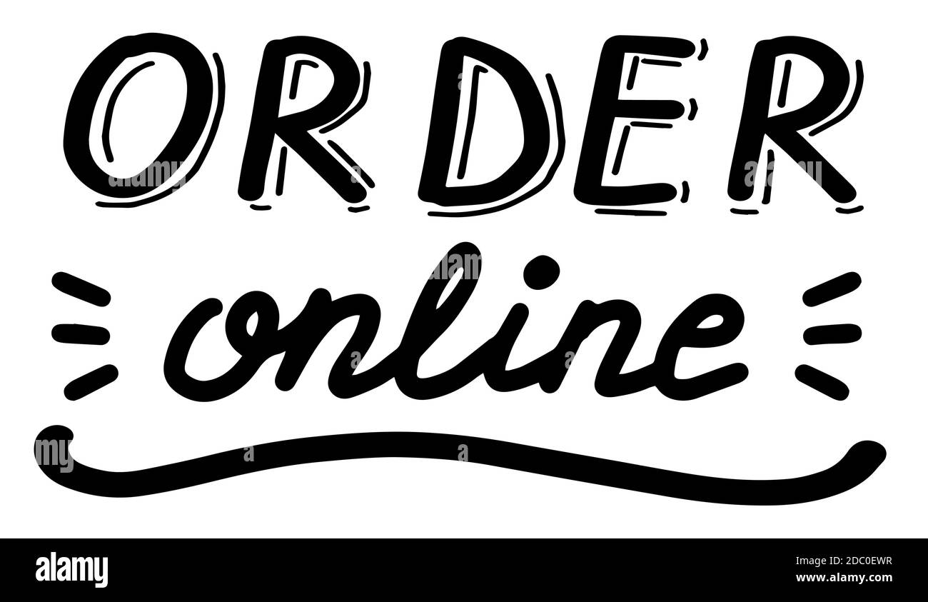Order online, lettering calligraphy illustration. Vector eps ...