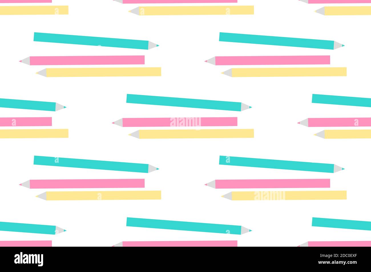 Colored pencils. Seamless vector texture pattern in flat design isolated on white background. Stock Vector