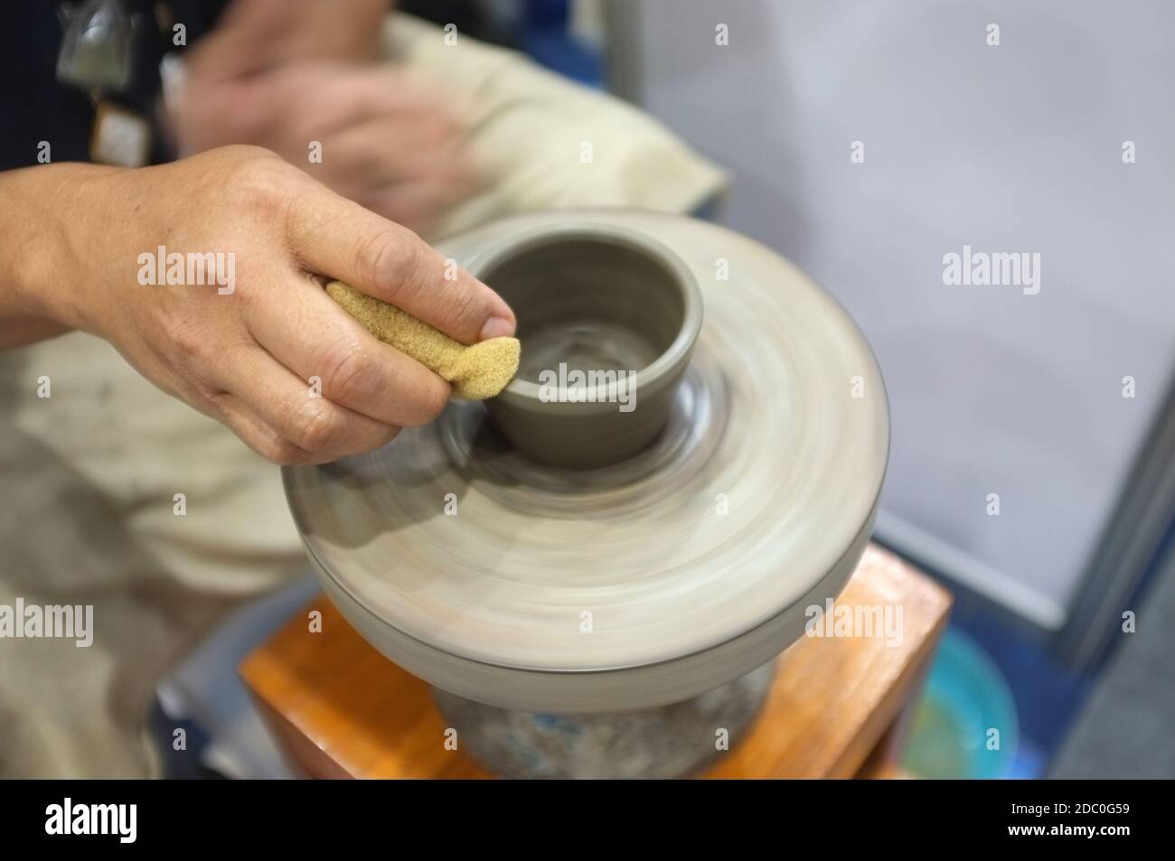 Concept Ceramic The man Throwing clay bowl on a pottery's wheel Stock Photo Alamy