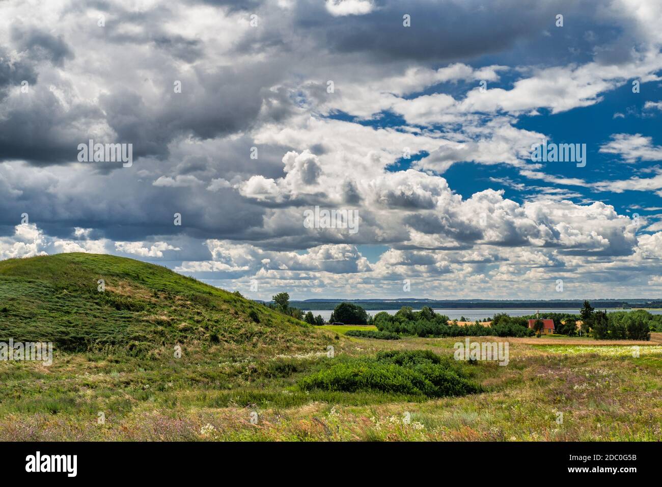Papeciai Mound Opens a Magnificent View of The Great Lakes of Dzukija Region. Stock Photo