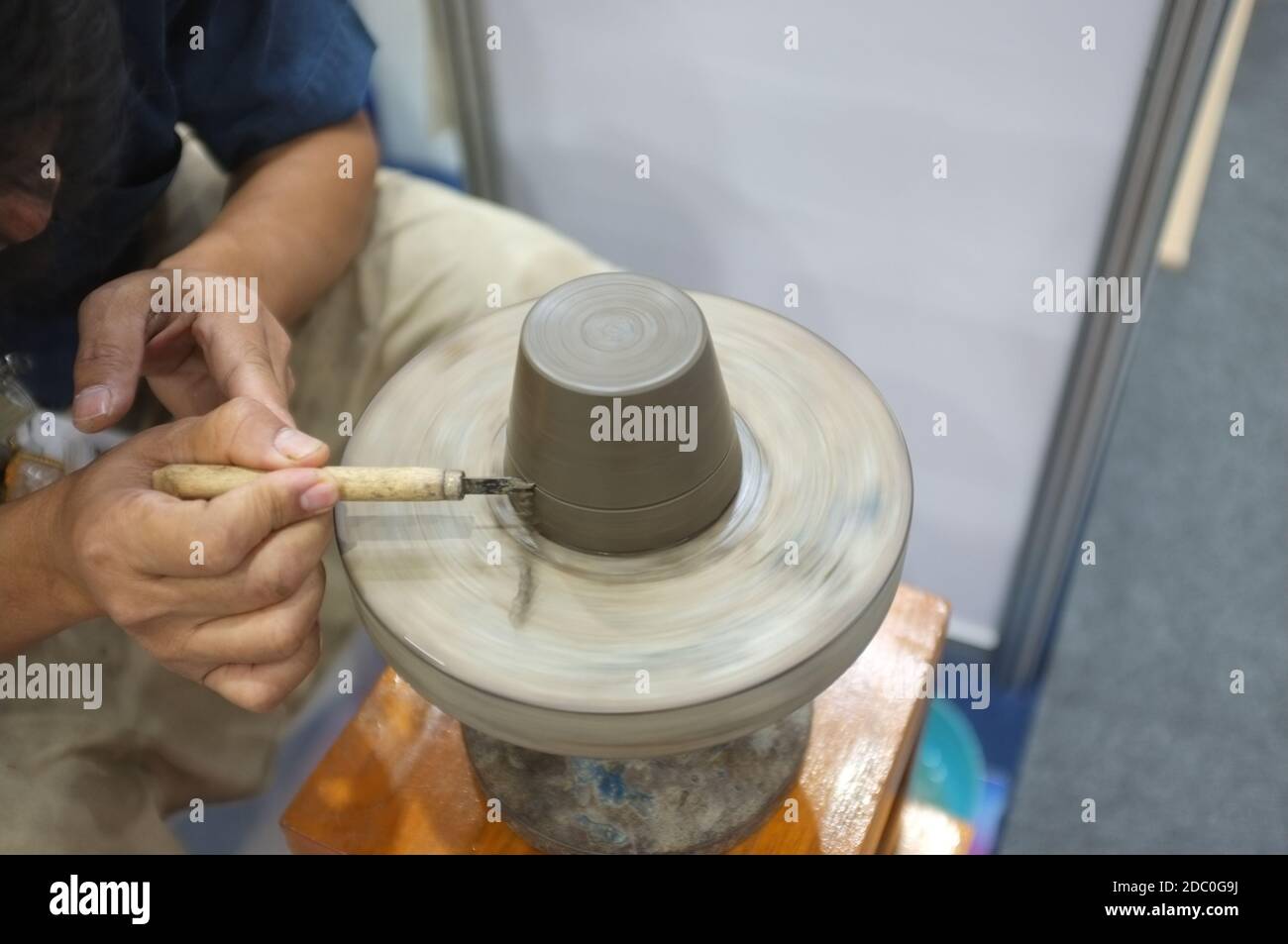 Concept Ceramic The man Throwing clay bowl on a pottery's wheel Stock Photo Alamy