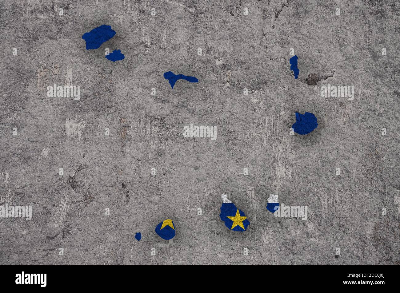 Map and flag of Cape Verde on weathered concrete Stock Photo