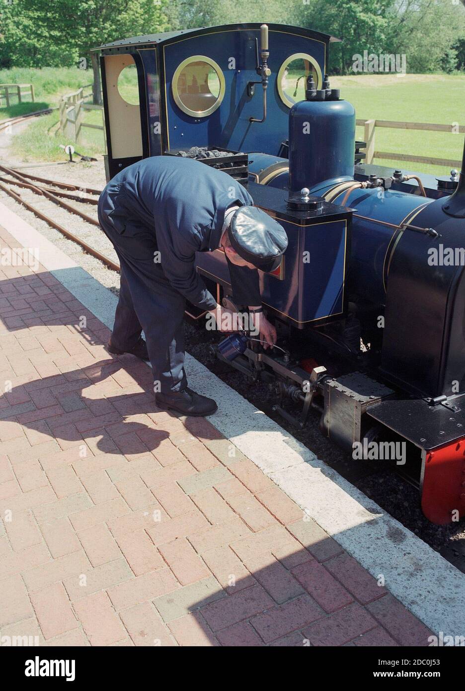Miniature steam railway at Markeaton Park, derby, East Midlands