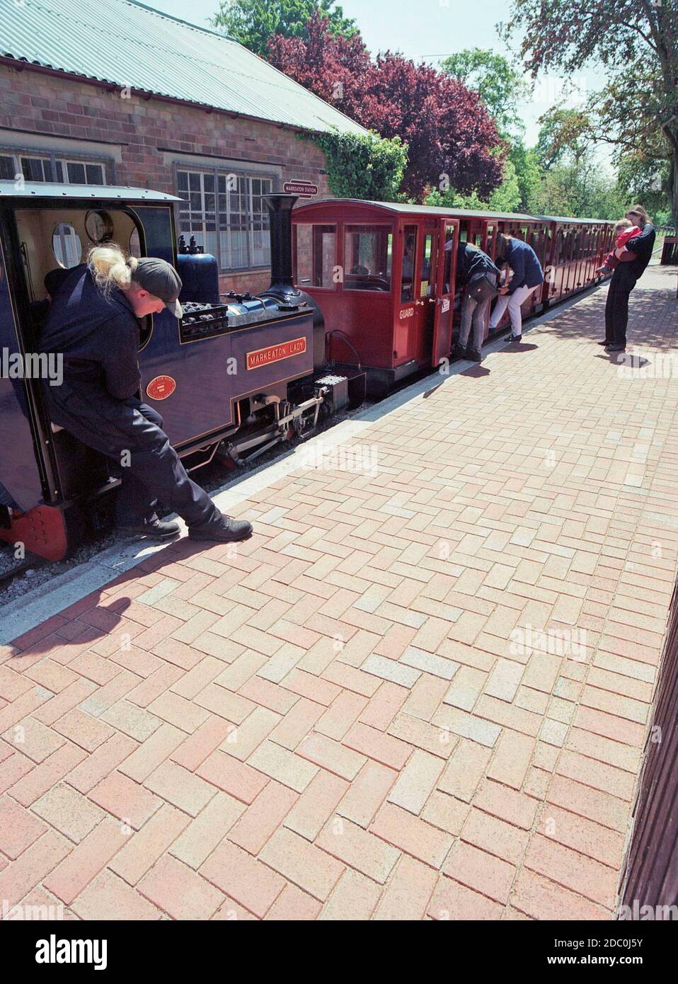 Miniature steam railway at Markeaton Park, derby, East Midlands