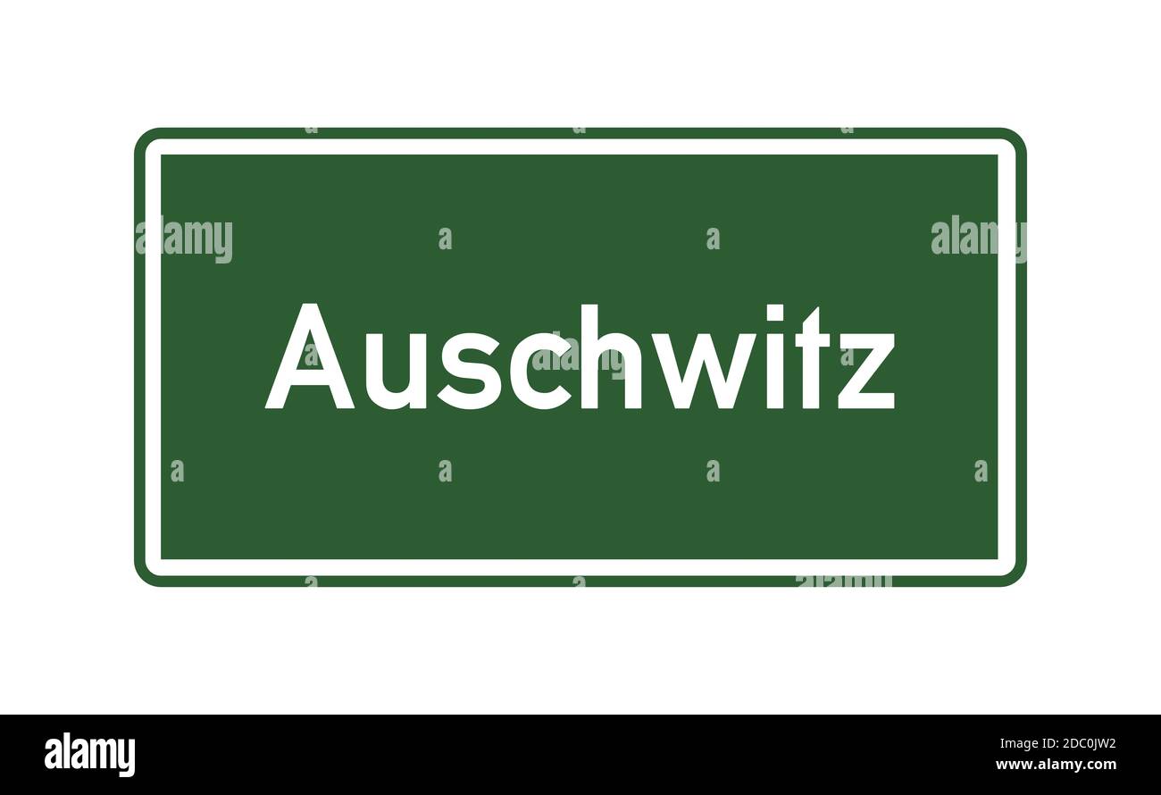 Auschwitz city limits road sign in Poland Stock Photo