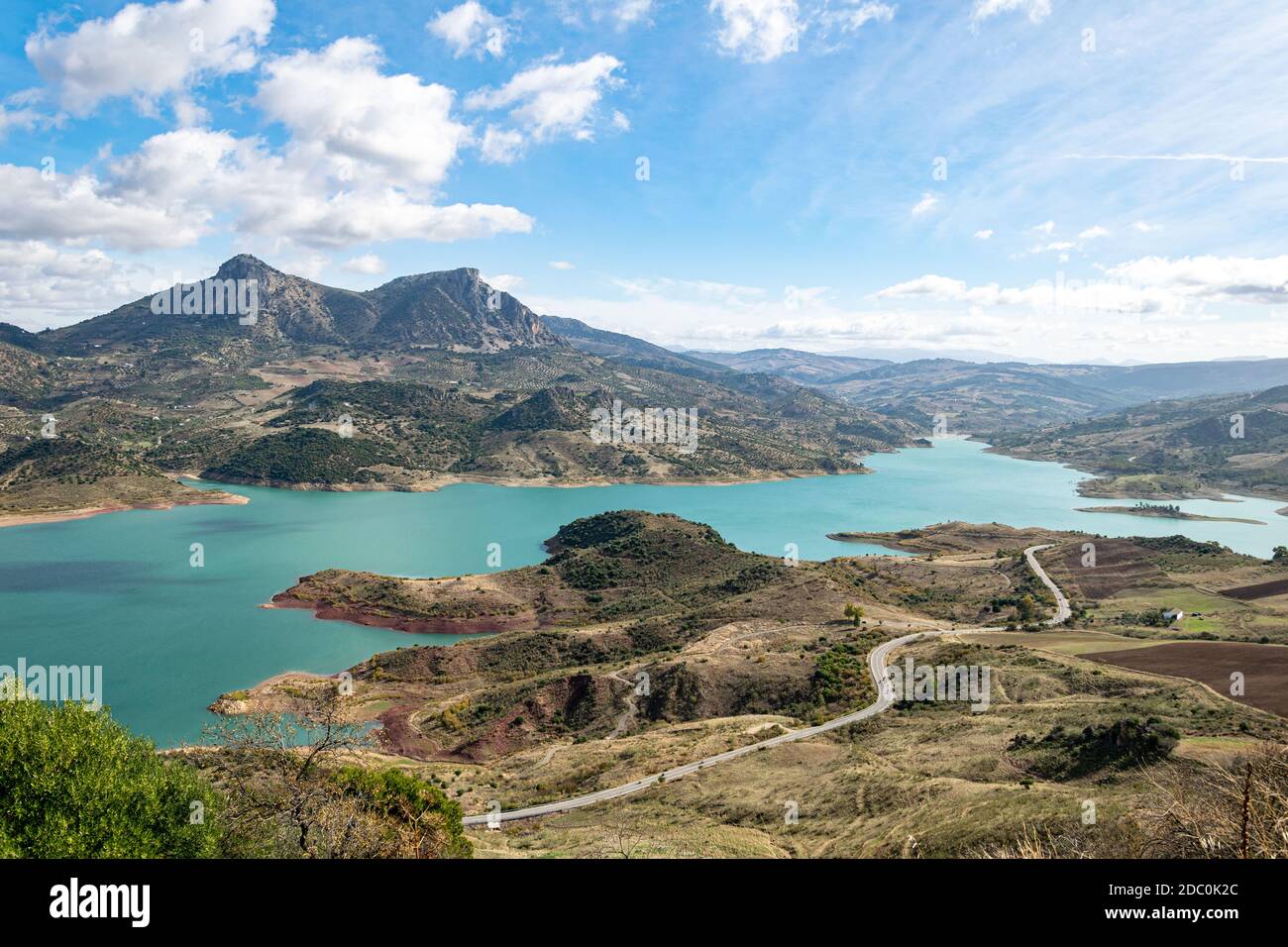 a landscape image of the man made lake and hills surrounding Zahara de ...