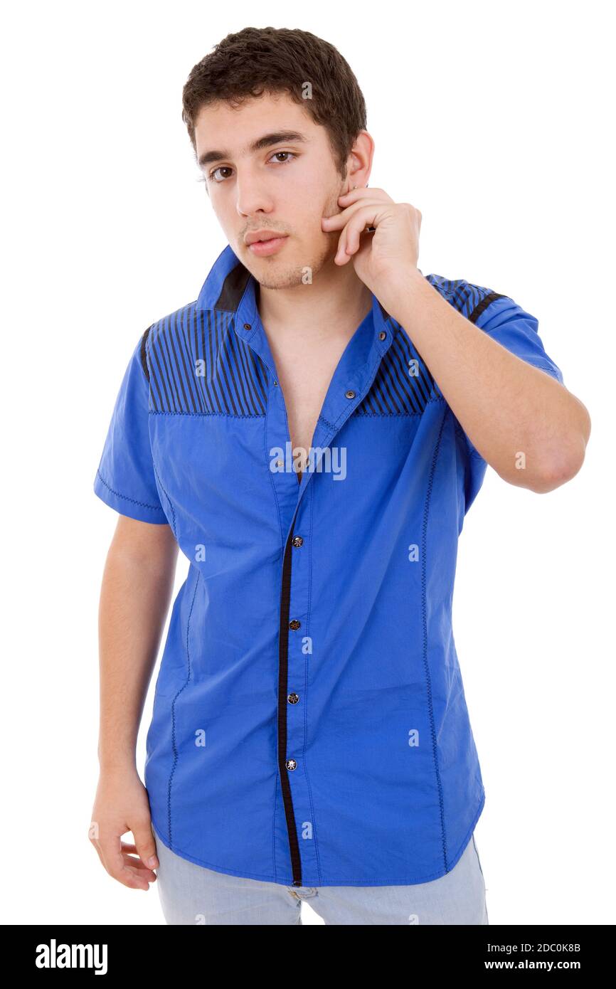 young casual man posing, isolated on white background Stock Photo - Alamy