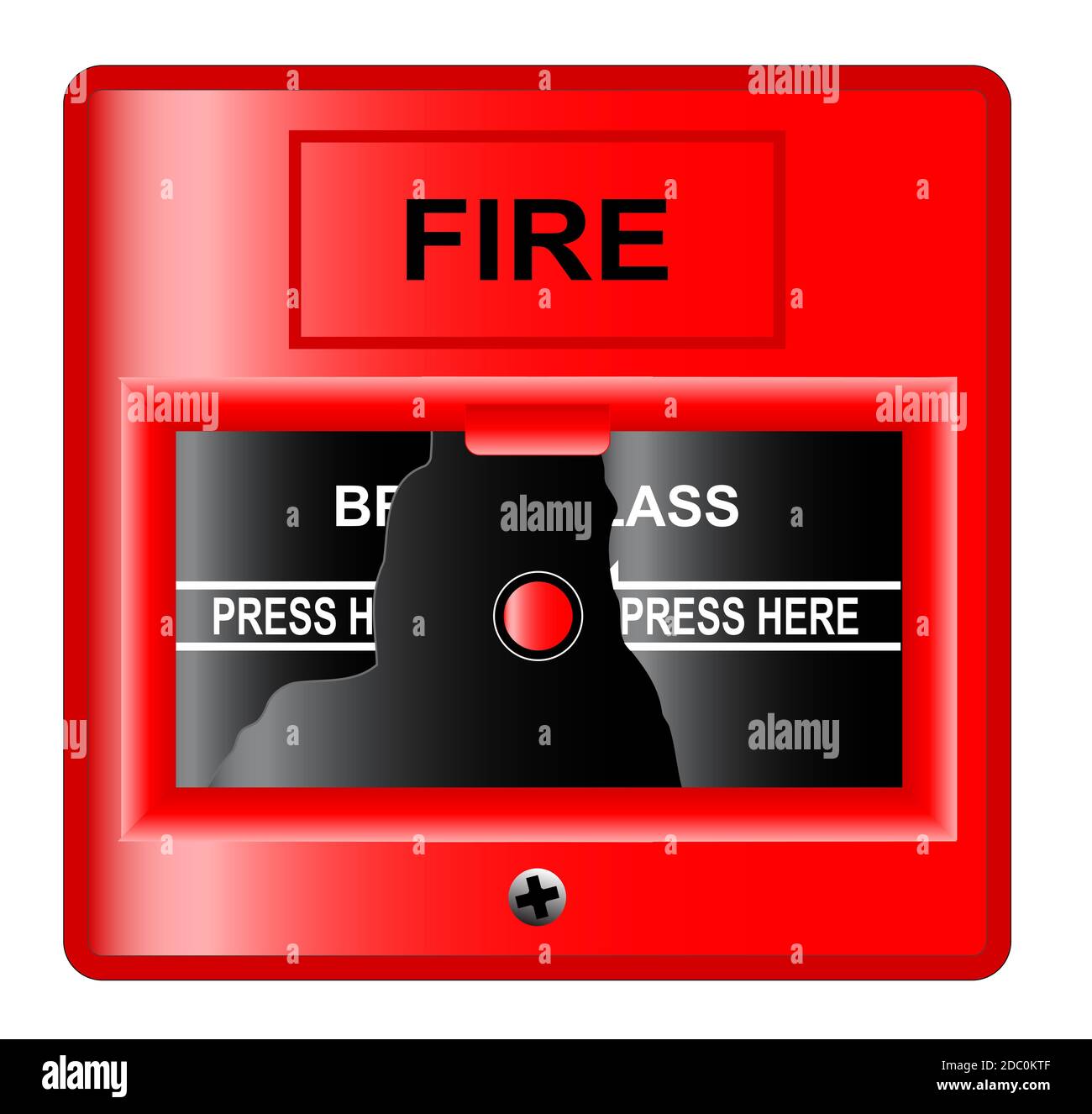 A broken 'break glass' fire alarm over a white background Stock Photo Alamy