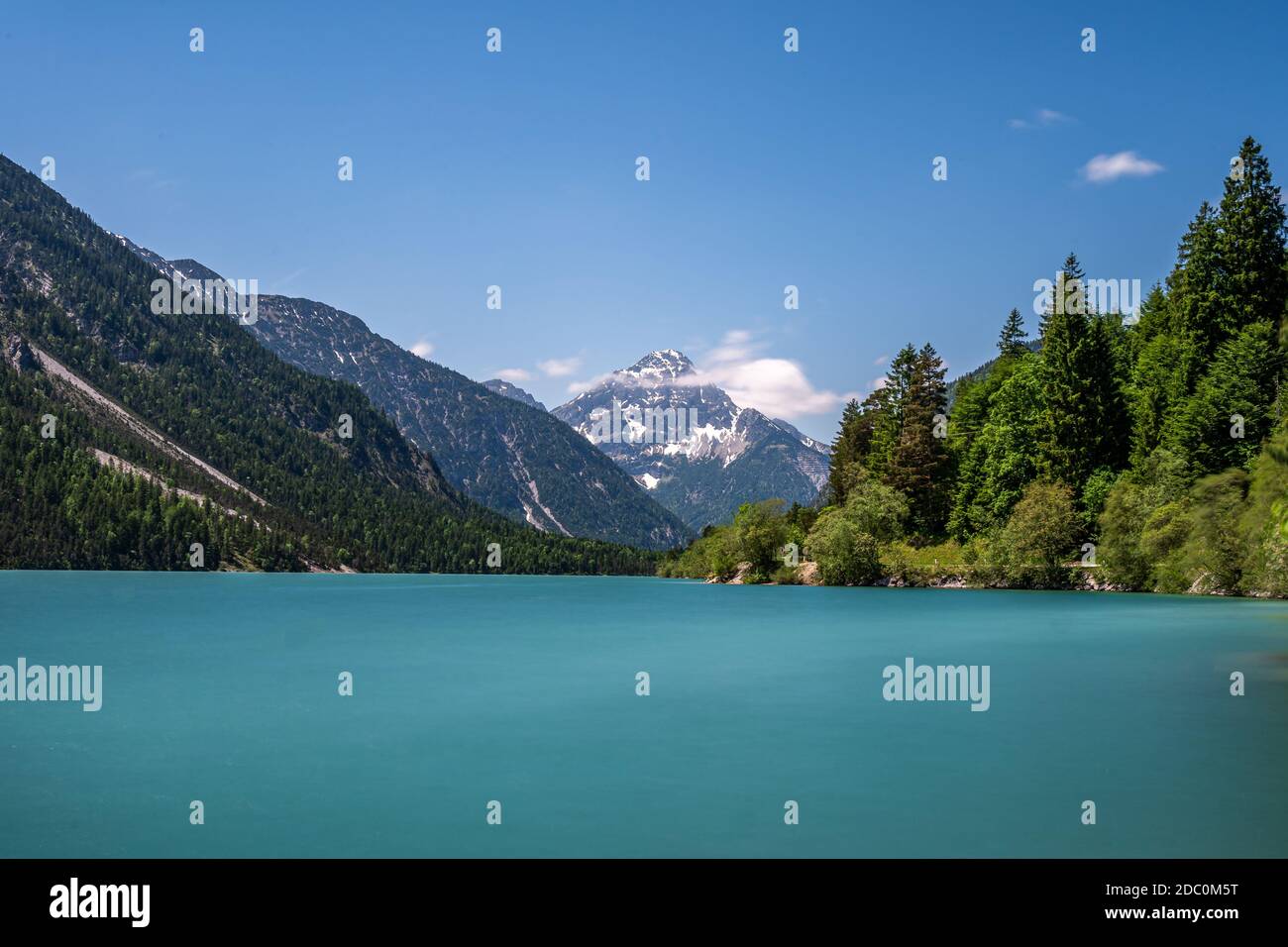 view on lake plansee and tauern in austrian alps, tyrol, austria Stock ...
