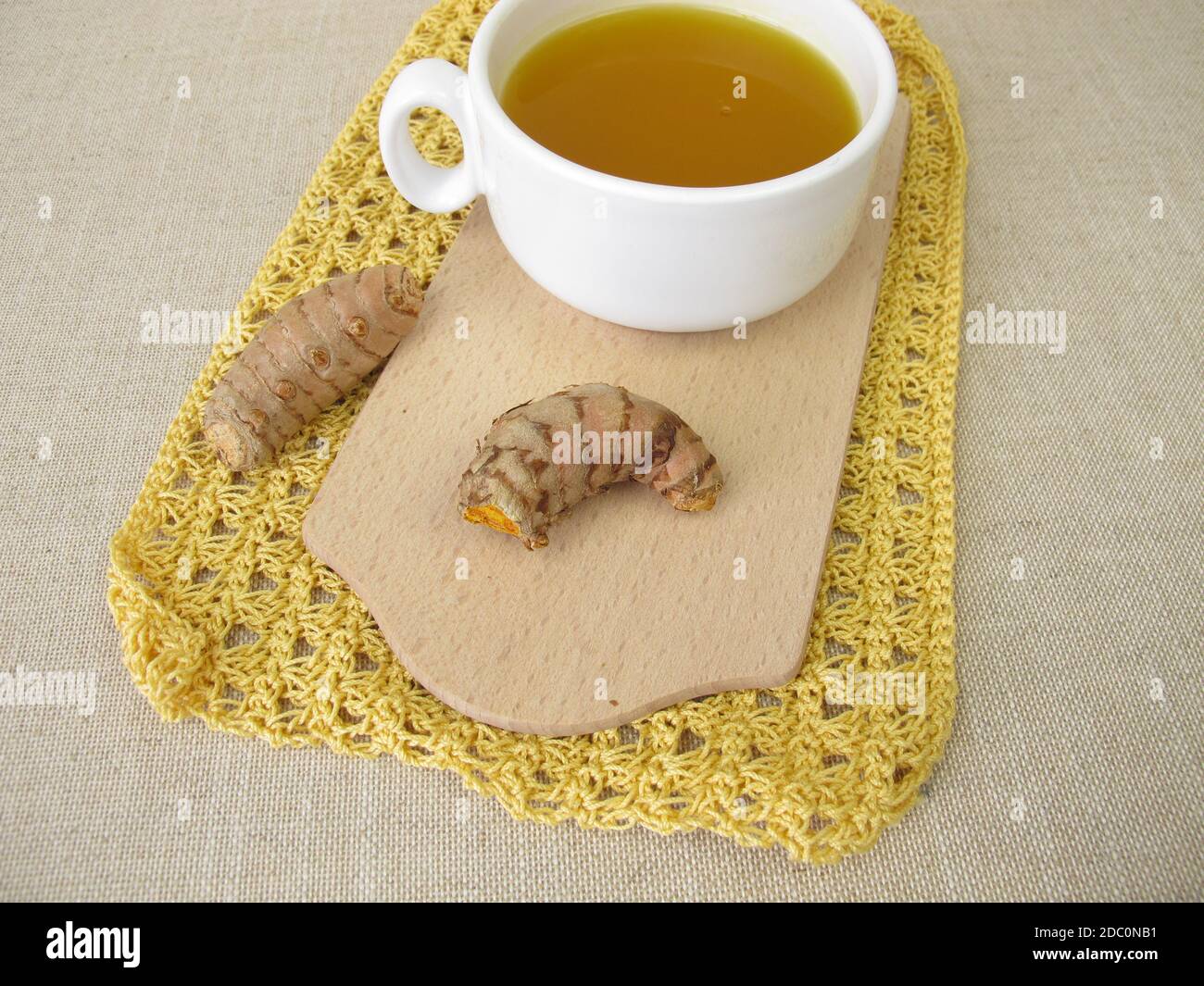 Golden yellow tea with Turmeric Stock Photo