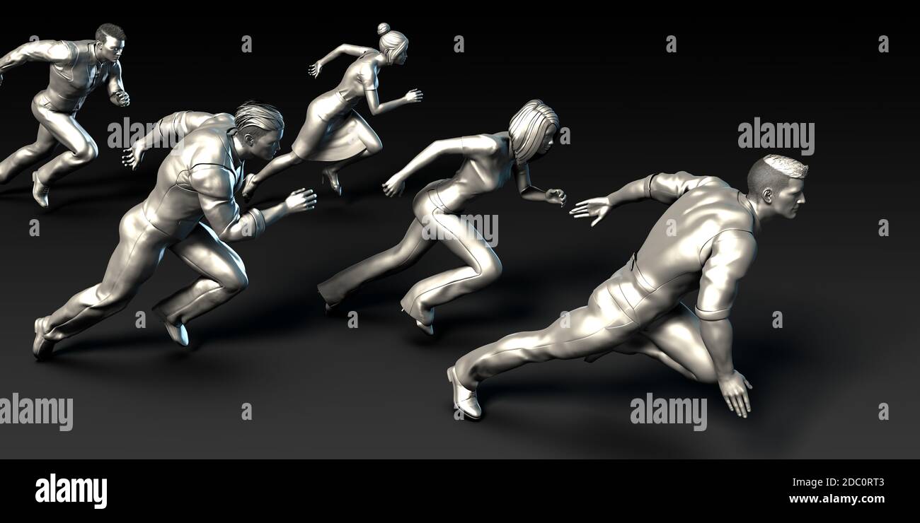 Corporate Racetrack Visual Business People Racing in a Corporate Race to Success Stock Photo - Alamy