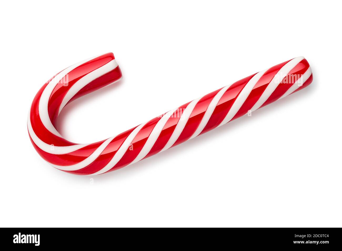 White with red stripes Peppermint Candy Cane. Christmas sweetness on white  background. Flat lay, top view Stock Photo - Alamy