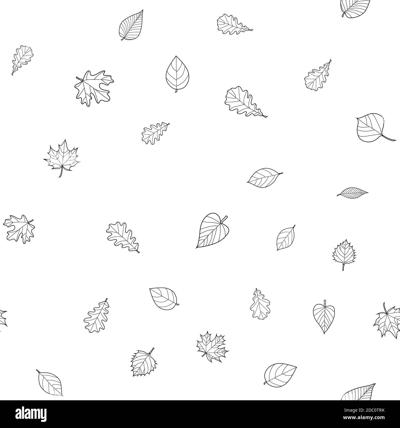 abstract doodle autumn leaves seamless pattern Stock Photo - Alamy