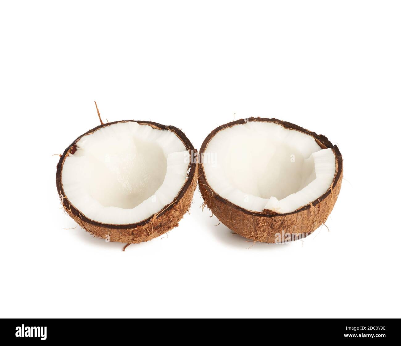 half ripe coconut isolated on white background, close up Stock Photo
