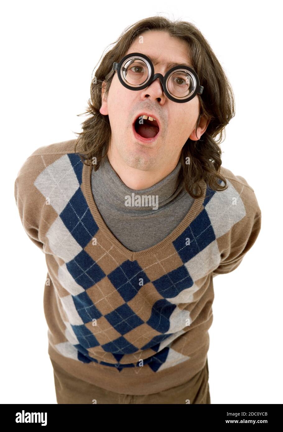 geek man isolated on white background Stock Photo - Alamy