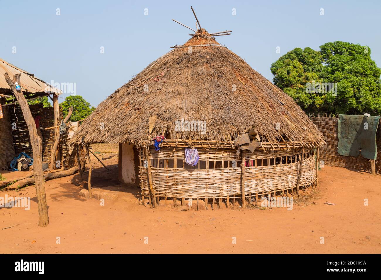 traditional african houses and village in rural Guinea-Bissau Stock Photo