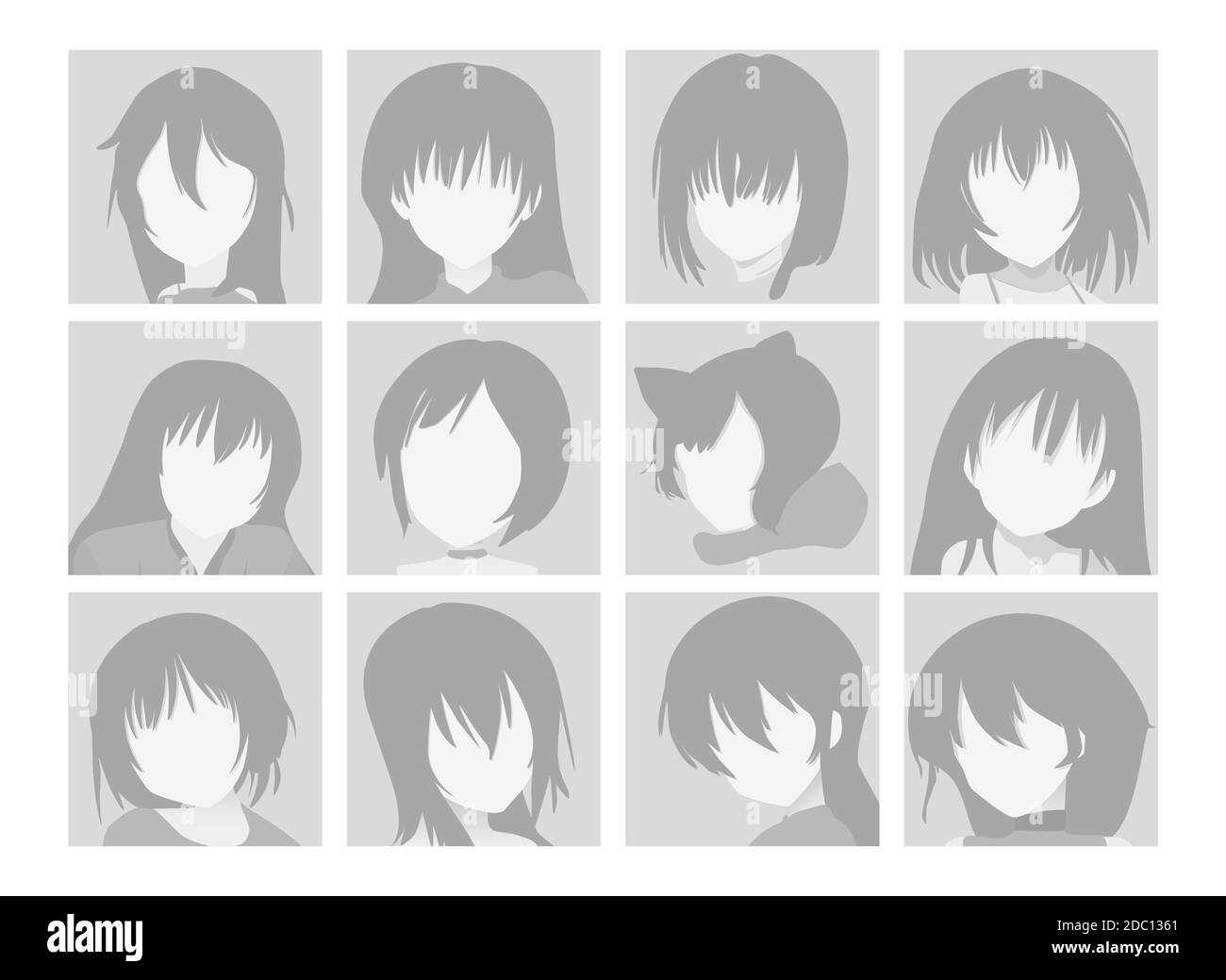 Default avatar anime girl profile icon Royalty Free Vector