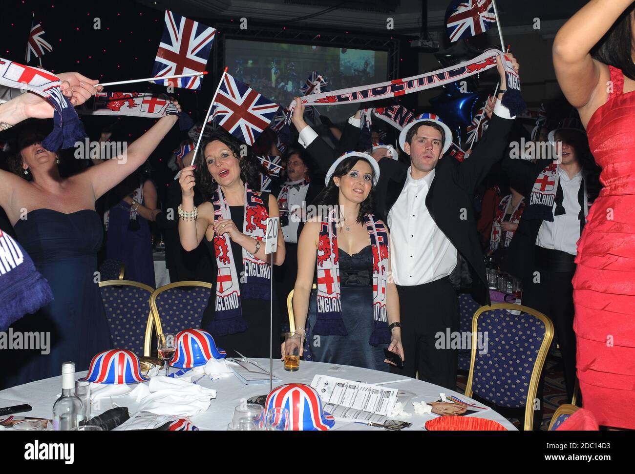 People having fun at charity gala dinner Britain 2011 Stock Photo