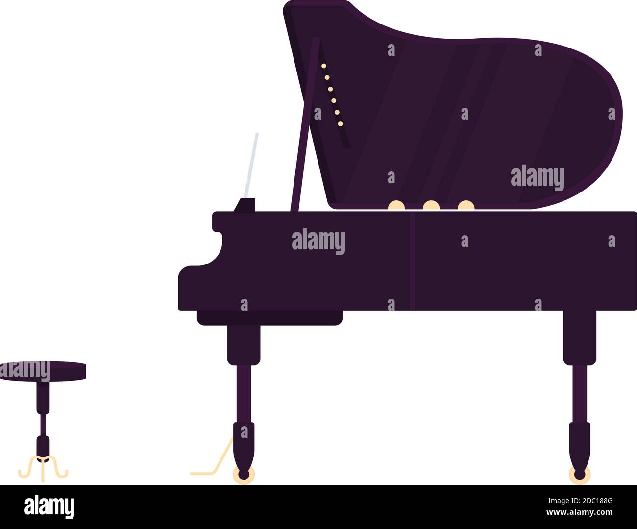 Grand black piano flat color vector object Stock Vector