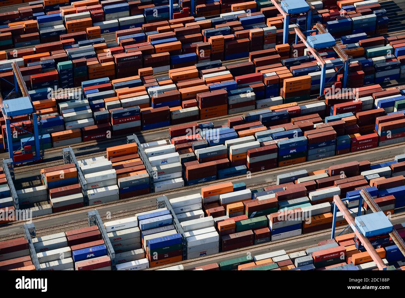 GERMANY Hamburg container harbour , CTA terminal / DEUTSCHLAND Hamburg Hafen Containerterminal Altenwerder CTA der HHLA Stock Photo