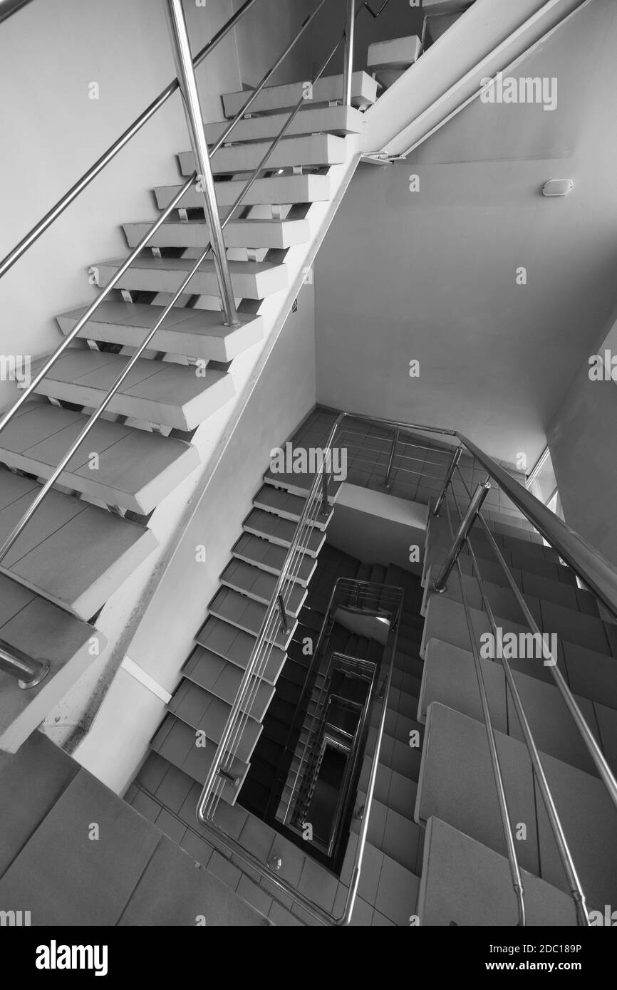 Tiled staircase in modern building Stock Photo