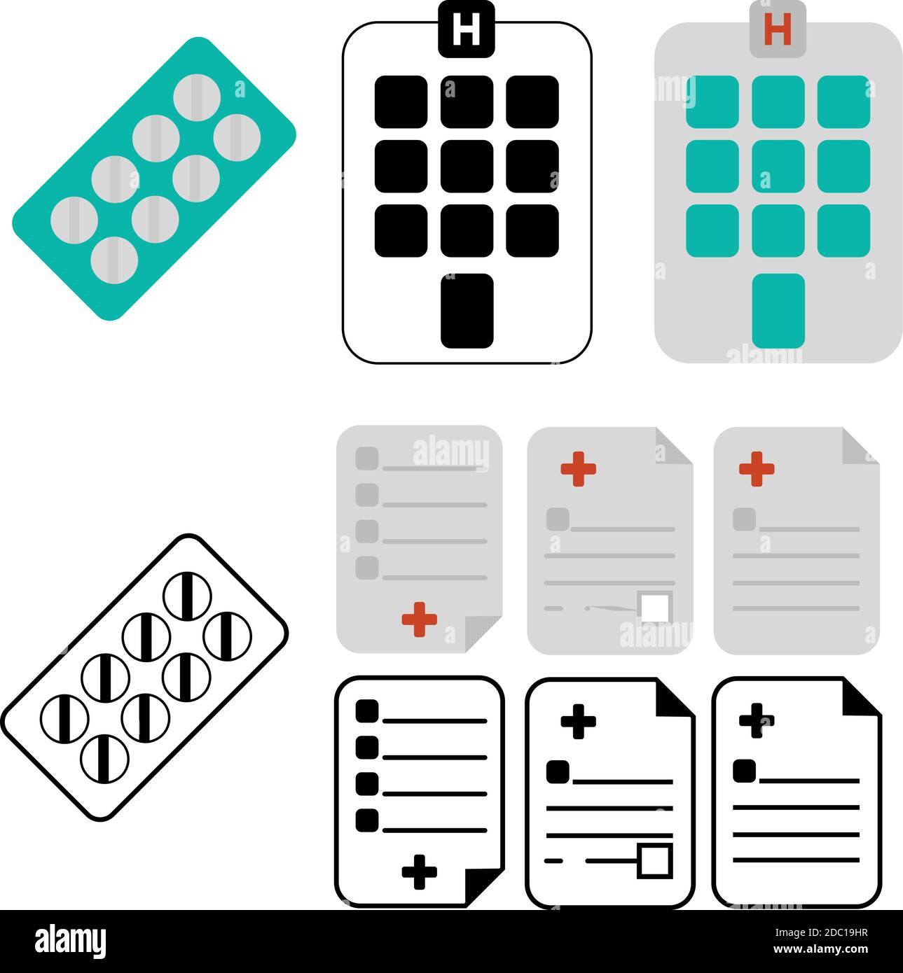 Vector Set of medical icons vector for web design and mobile. Colored. Firefighter, first aid kit multi color style icon. EPS 10 Stock Vector