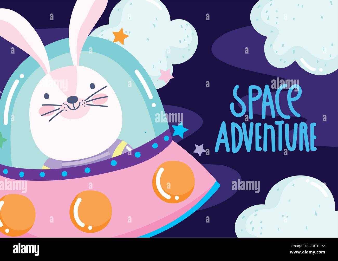 rabbit in ufo explore space adventure cartoon vector illustration Stock ...
