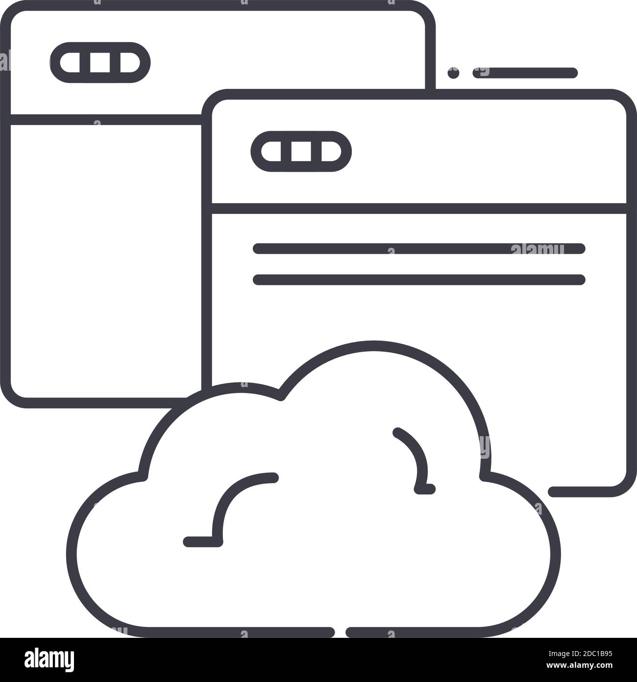 Content sharing icon, linear isolated illustration, thin line vector ...
