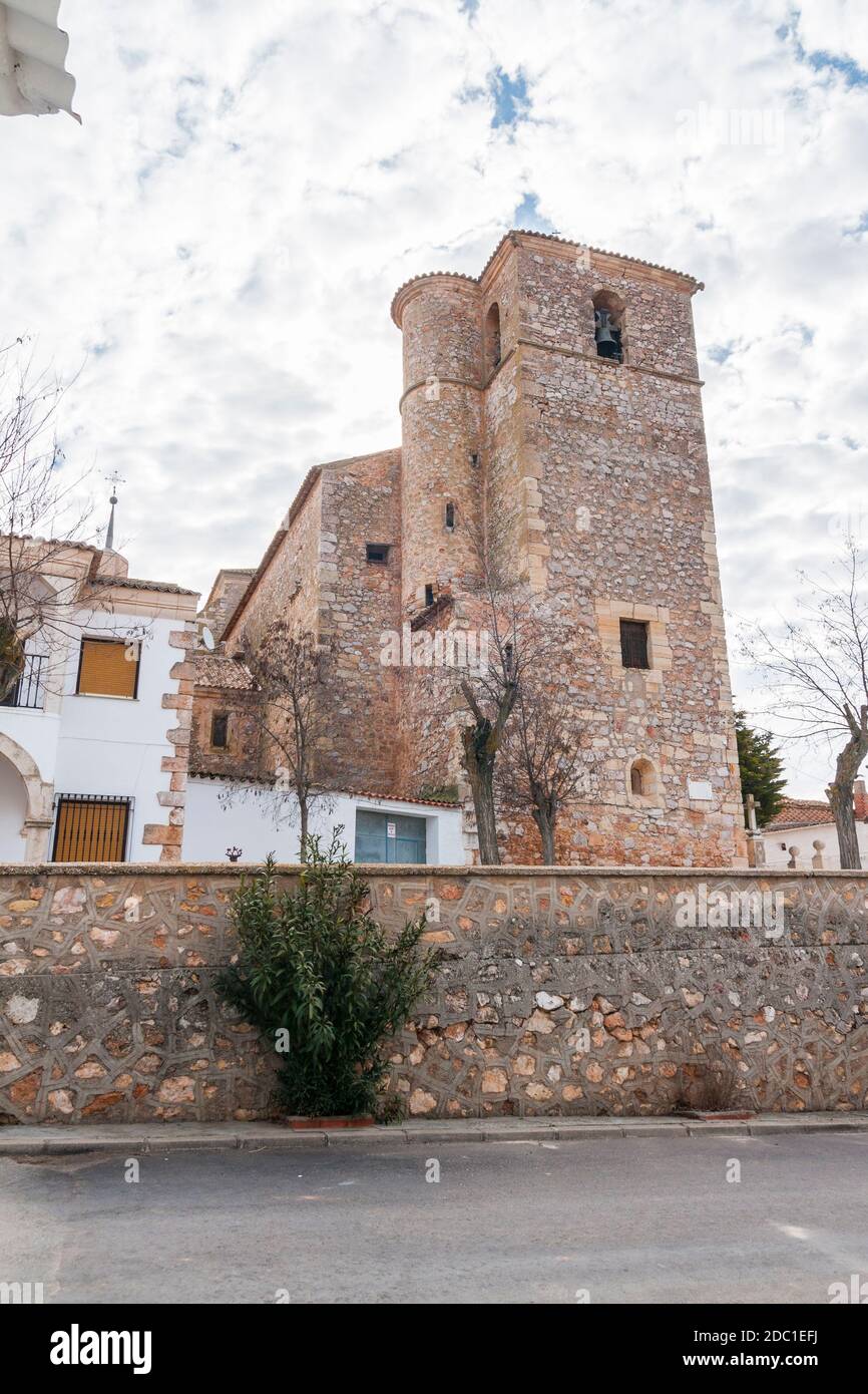 Iglesia en Los Hinojosos. Provincia de Cuenca. Castilla la Mancha. España. Stock Photo