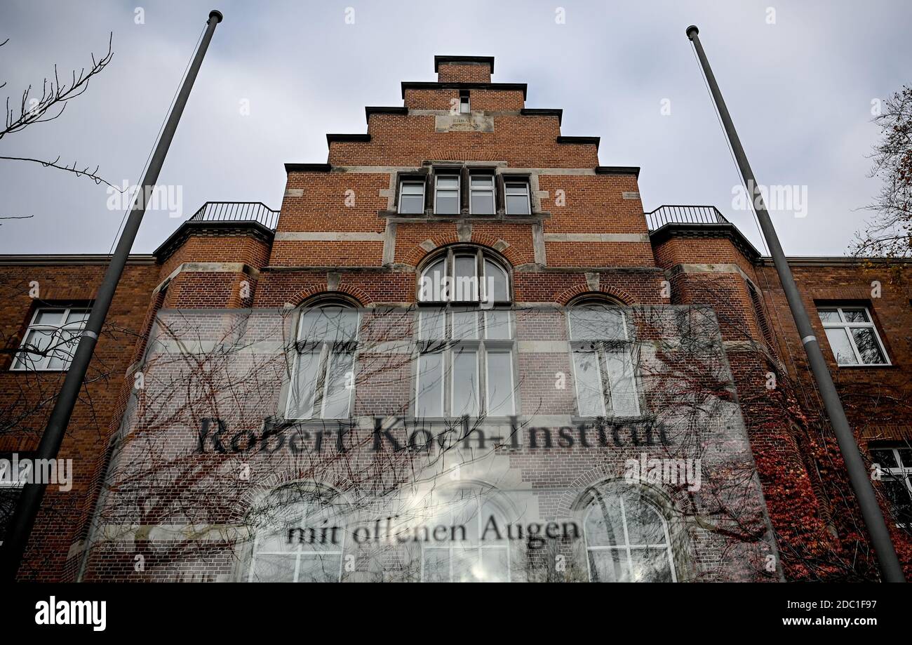 Berlin, Germany. 12th Nov, 2020. Writing of the Robert Koch Institute in  front of the headquarters of the public health care institution (Federal  Institute for Infectious Diseases and Noncommunicable Diseases). Credit:  Britta