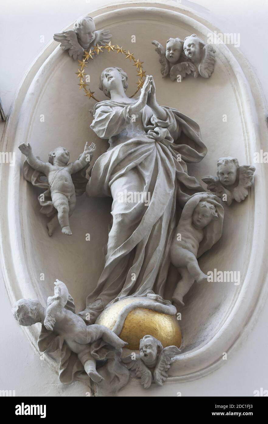 Virgin Mary street statue in Vienna, Austria on October 10, 2014 Stock ...