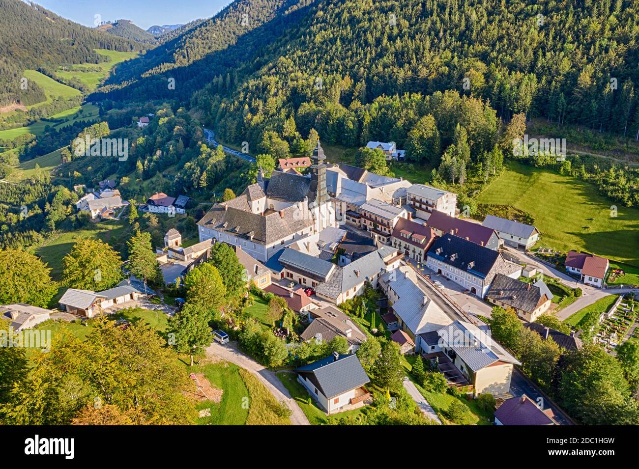 Annaberg in Lower Austria, Europe. Aerial vie to the lovely town in the Mostviertel. Stock Photo