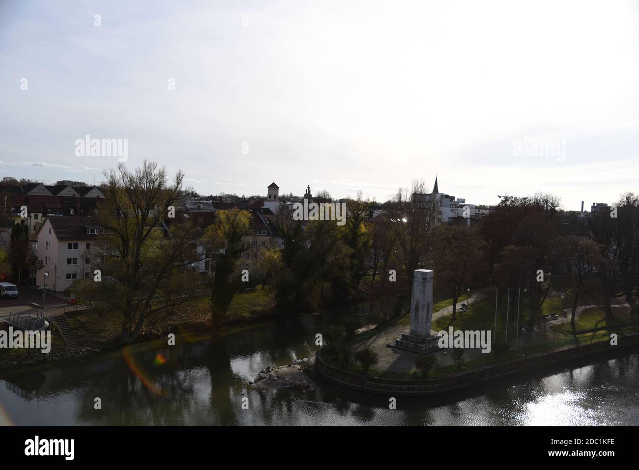 View from the Berblinger Tower on the "Schwal" in Neu-Ulm Stock Photo