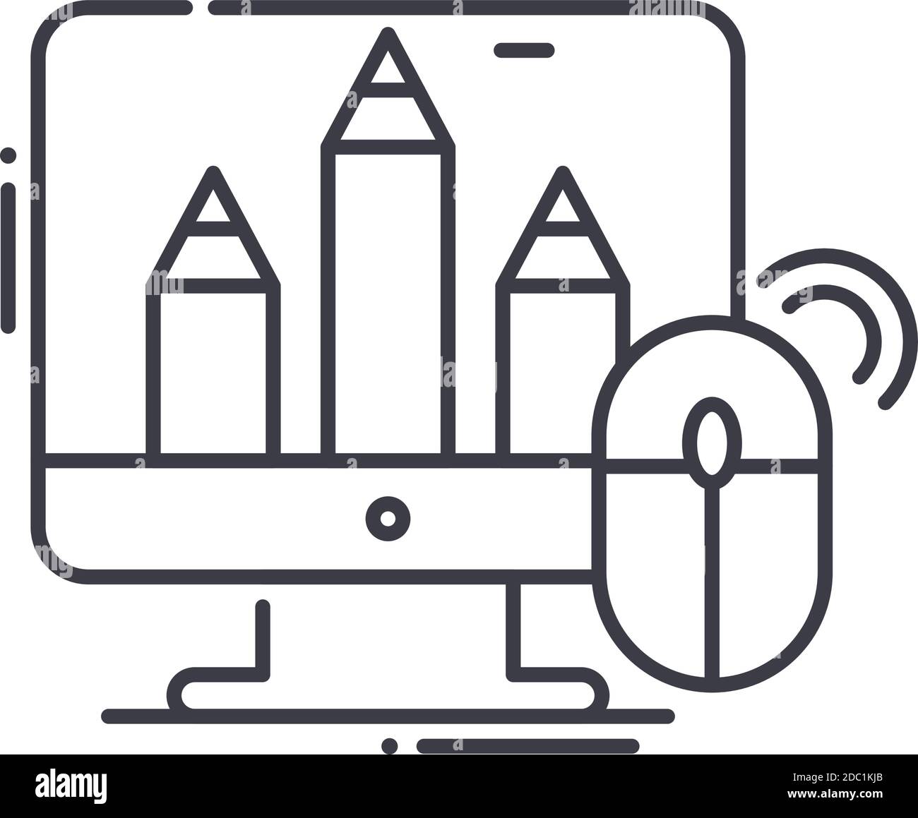 Computer graphic icon, linear isolated illustration, thin line vector ...