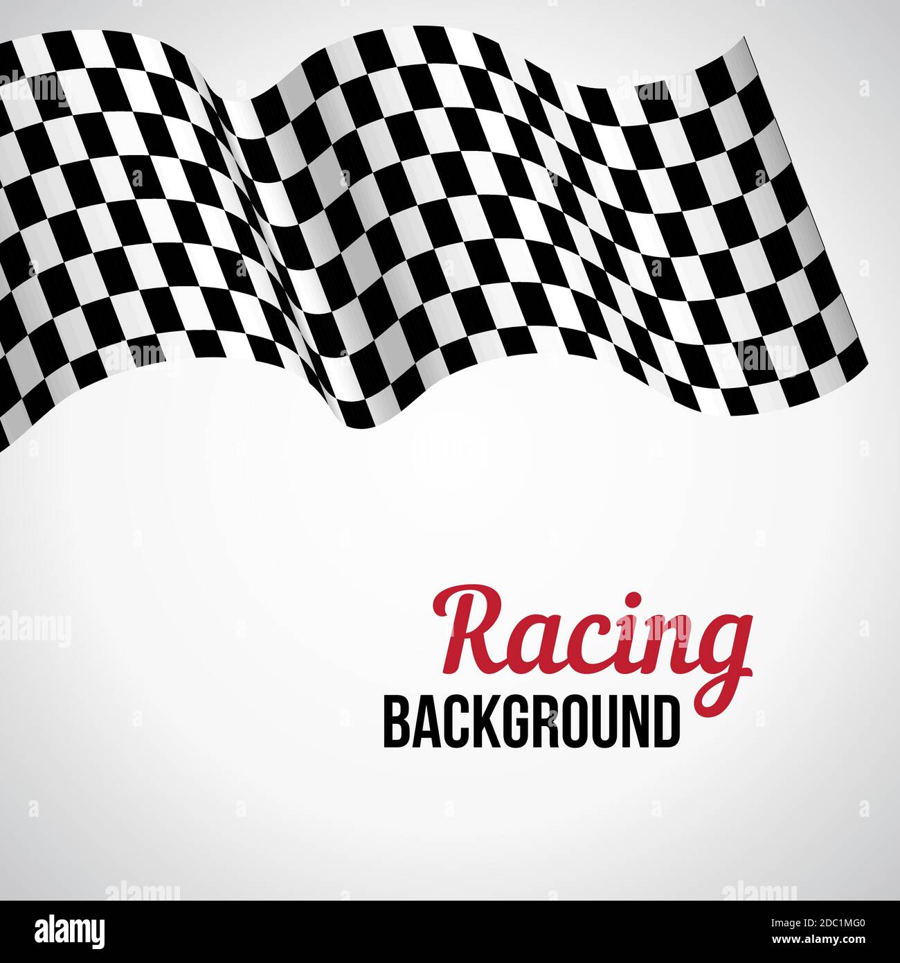 Background with black and white checkered racing flag. Vector illustration. Stock Vector