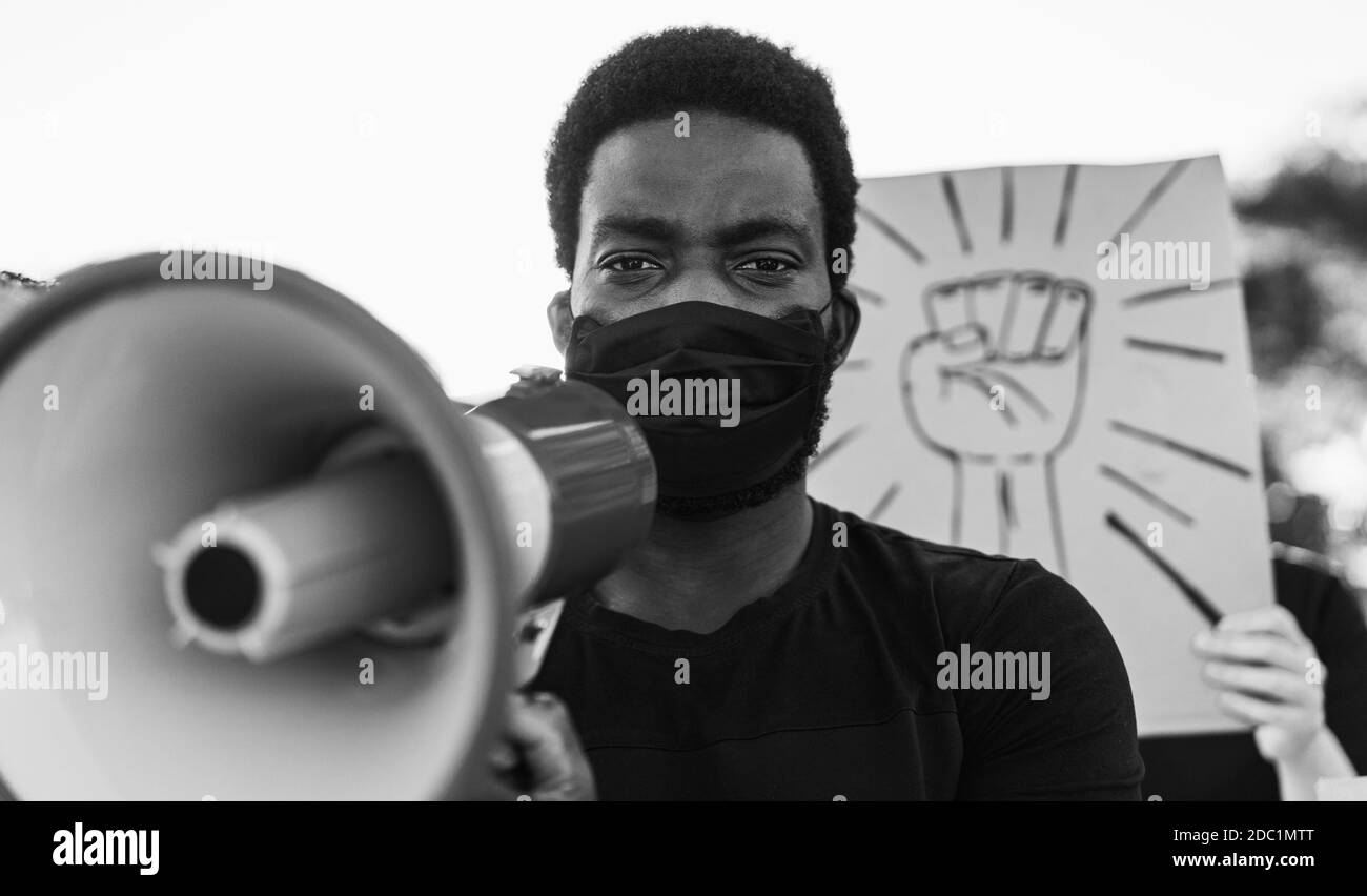 Anti Racism Mask Black student wearing mask Black and White Stock Photos & Images - Alamy