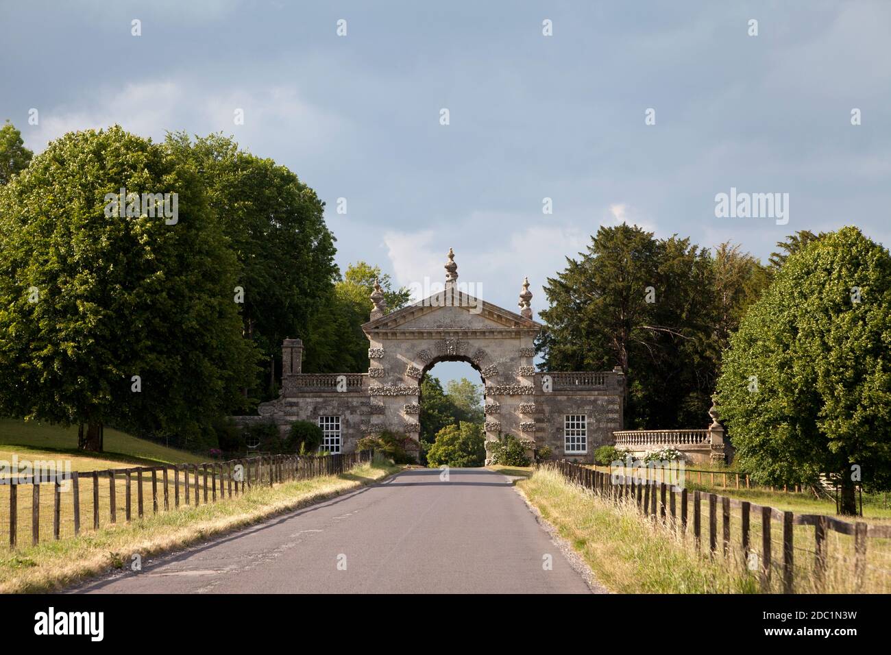 Fonthill Arch, the gateway to Fonthill Park, at Fonthill Bishop in Wiltshire. Stock Photo