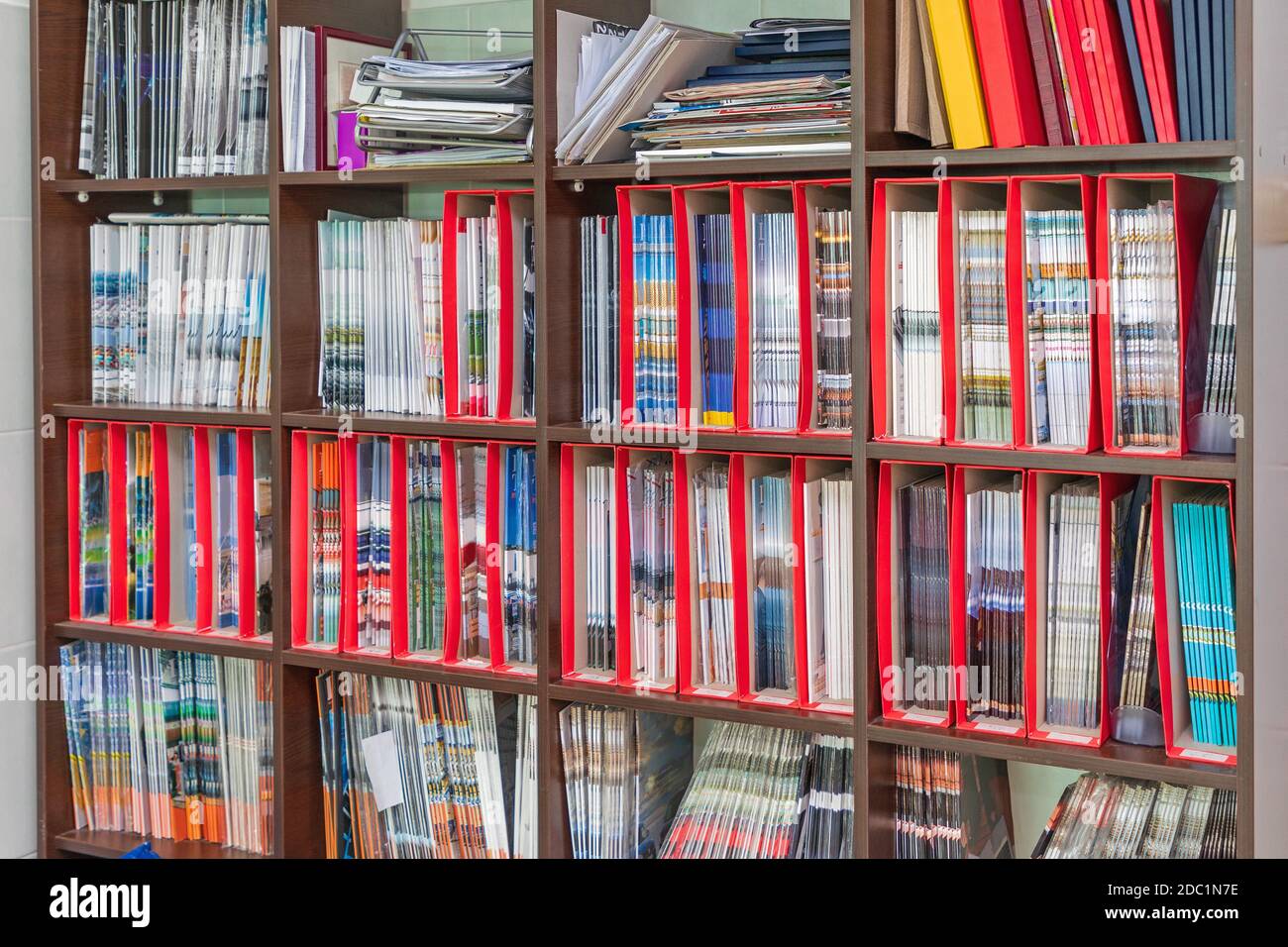 Magazines Collection at Book Shelf Library Storage Stock Photo Alamy
