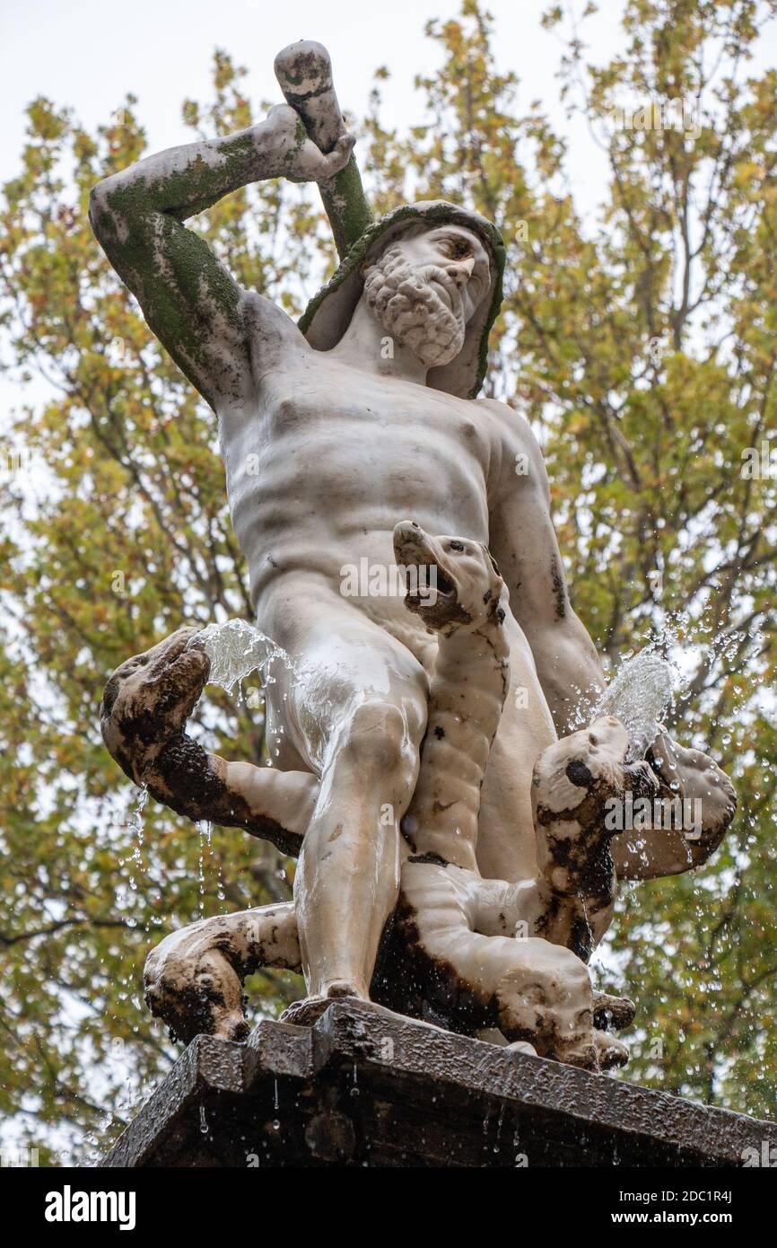 Sculpture of Hercules Slaying the Hydra, Royal Palace of Aranjuez, Spain Stock Photo