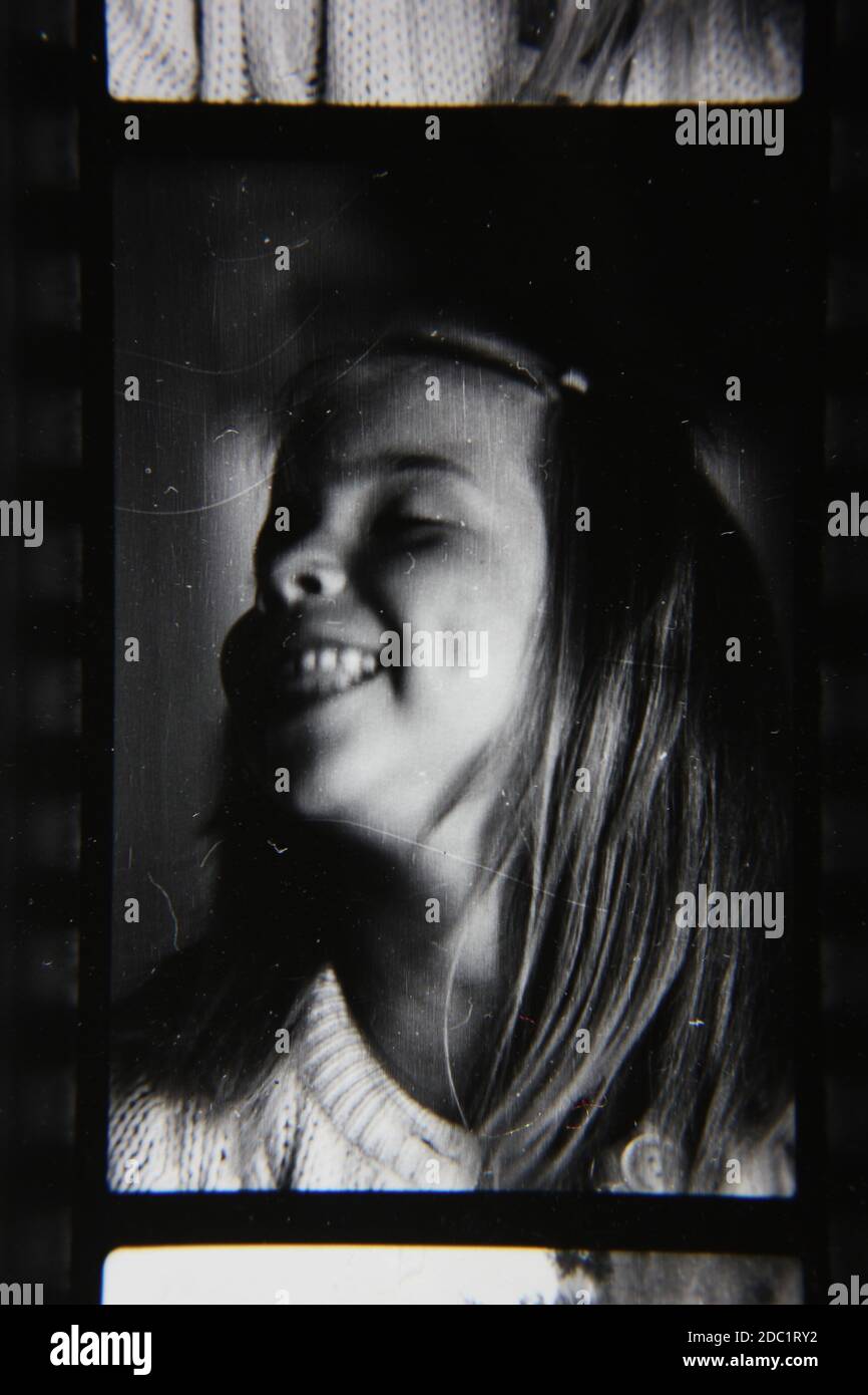 Fine 1970s vintage black and white photography of a head shot of a ...