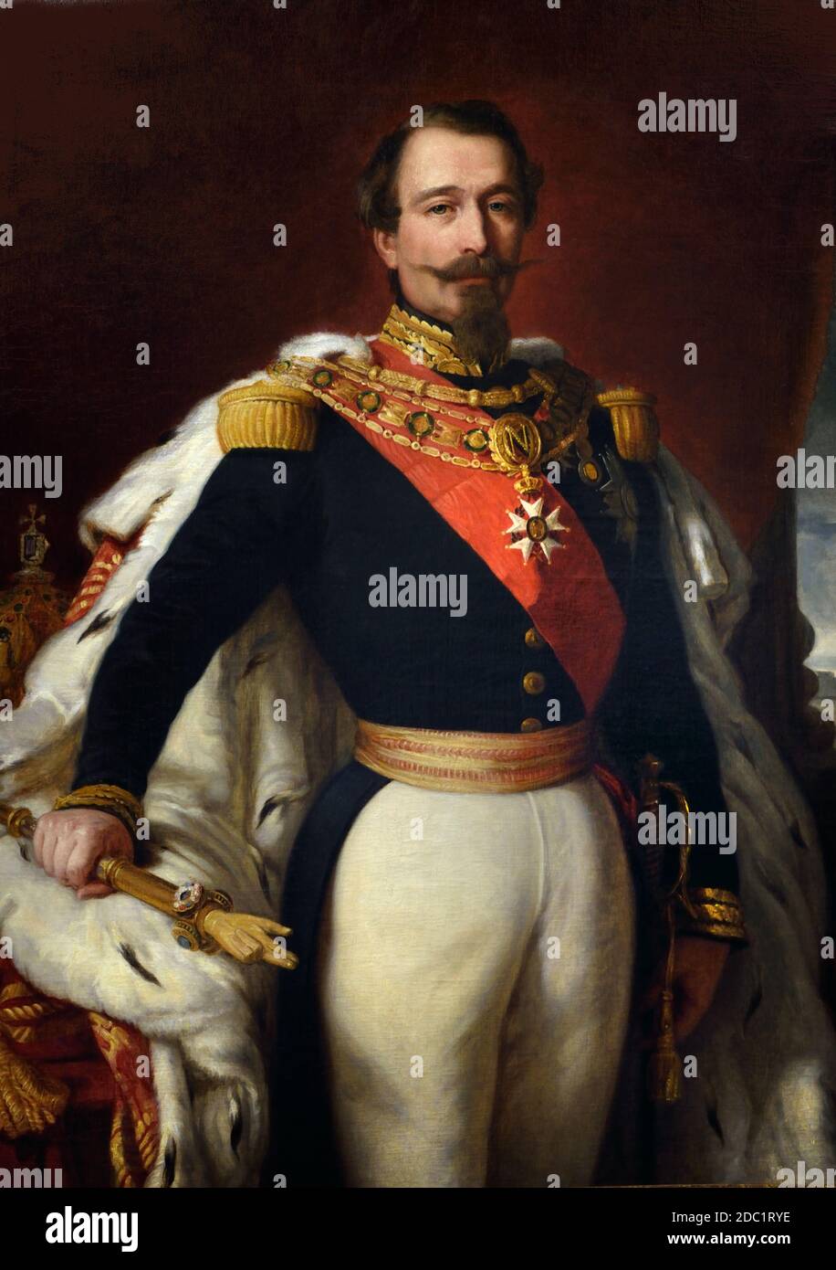 Napoleon III (Charles-Louis Napoléon Bonaparte, 1808 –  1873), the nephew of Napoleon I, was the first president of France, from 1848 to 1852, and the last French monarch, from 1852 to 1870. Portrait by Franz Xaver Winterhalter France, French. ( army of Emperor Napoleon Bonaparte ) Stock Photo