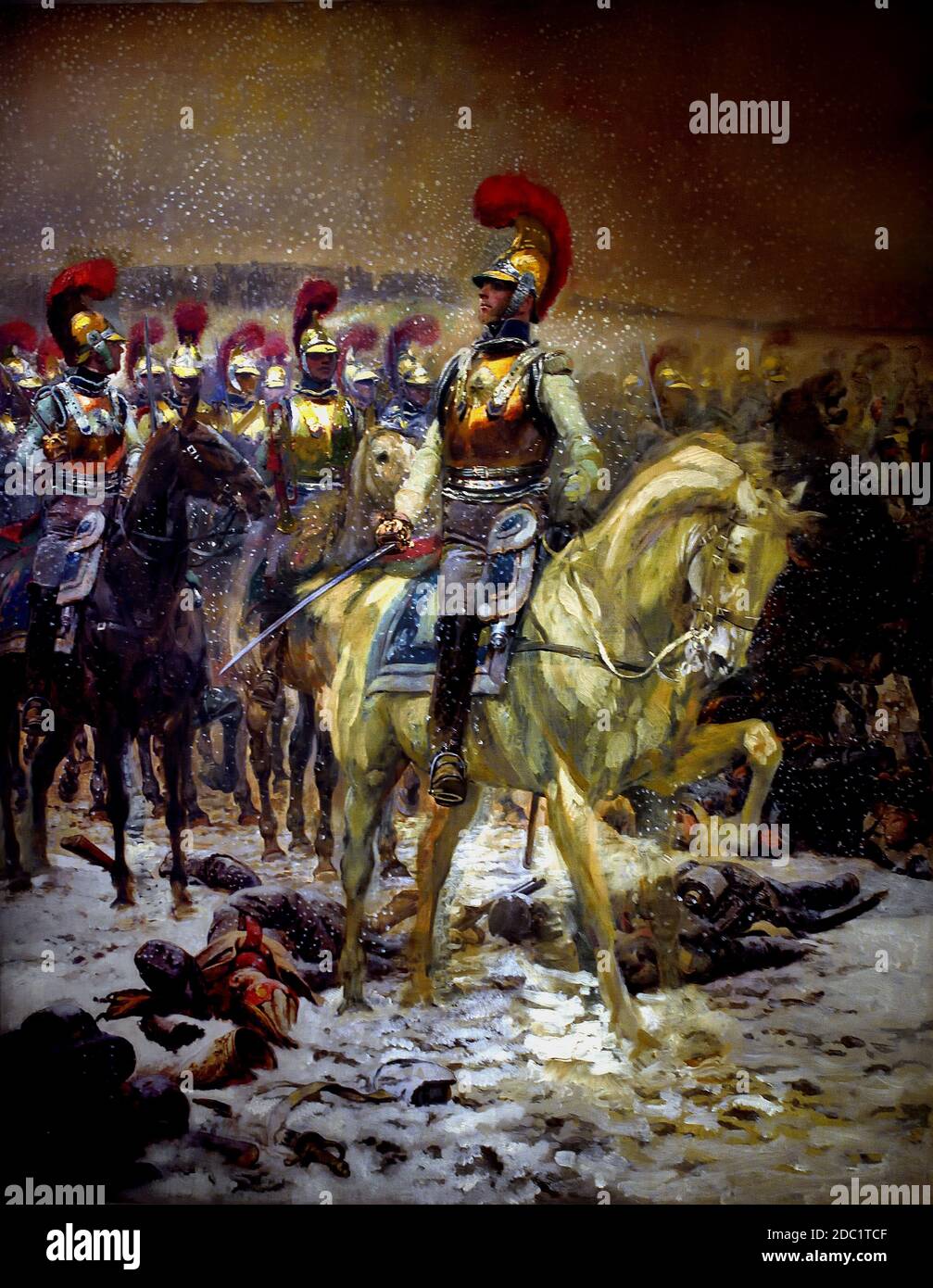 Before the Charge. The Carabiniers at Winkowo , 1900, Jean-Baptiste Édouard Detaille, 1848 – 1912, Alphonse de Neuville, 1835-1885,  France, French, German, Germany, Stock Photo