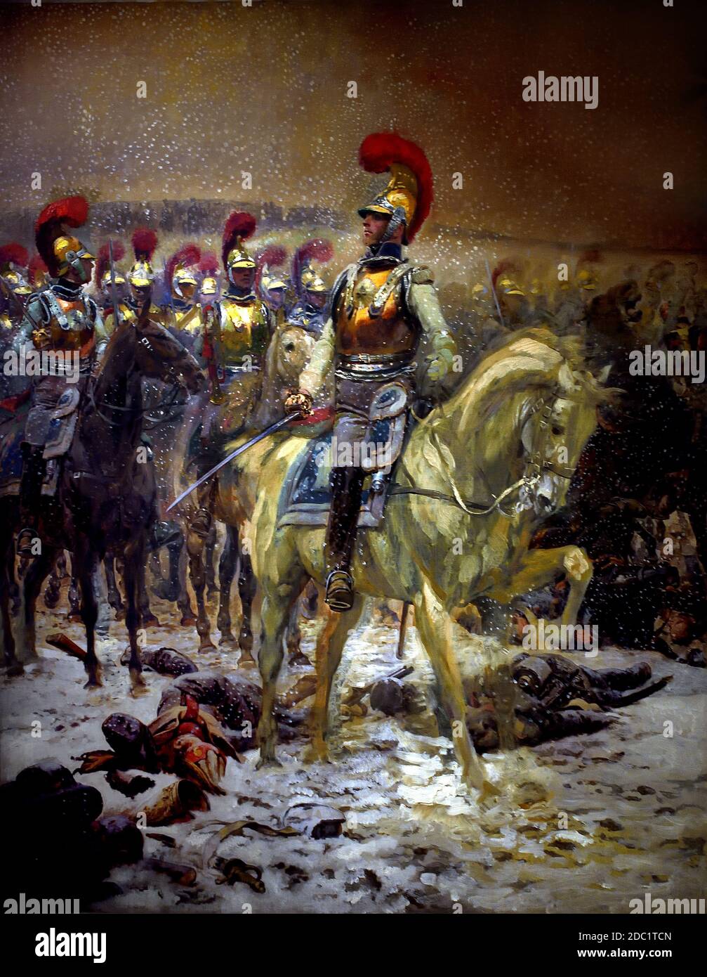 Before the Charge. The Carabiniers at Winkowo , 1900, Jean-Baptiste Édouard Detaille, 1848 – 1912, Alphonse de Neuville, 1835-1885,  France, French, German, Germany, Stock Photo