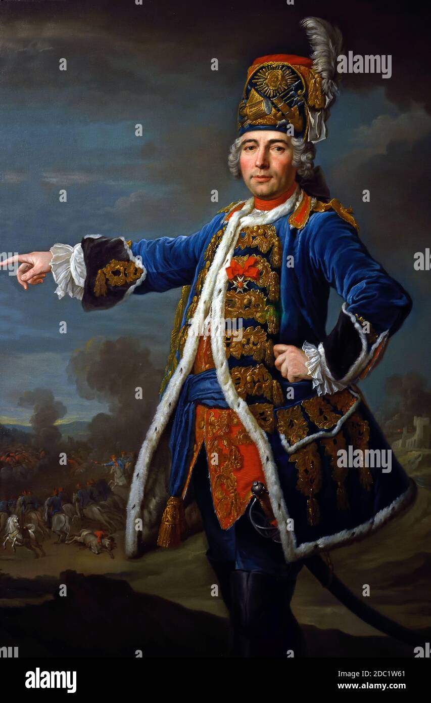 Knight Simon Claude de Gassin in his own legion Uniform by M Liebault 1749 France, French, Stock Photo