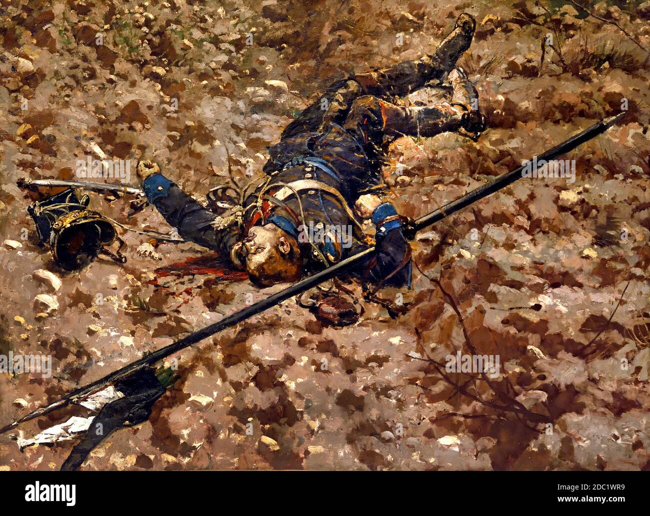 Dead Uhlan 16th regiment (Altmark) and cruissier from the 7th regiment, of Von Bredow Brigade. Jean-Baptiste Édouard Detaille, 1848 – 1912, Alphonse de Neuville, 1835-1885,  France, French, German, Germany, ( Battle of Rezonville August 1870 ) Stock Photo